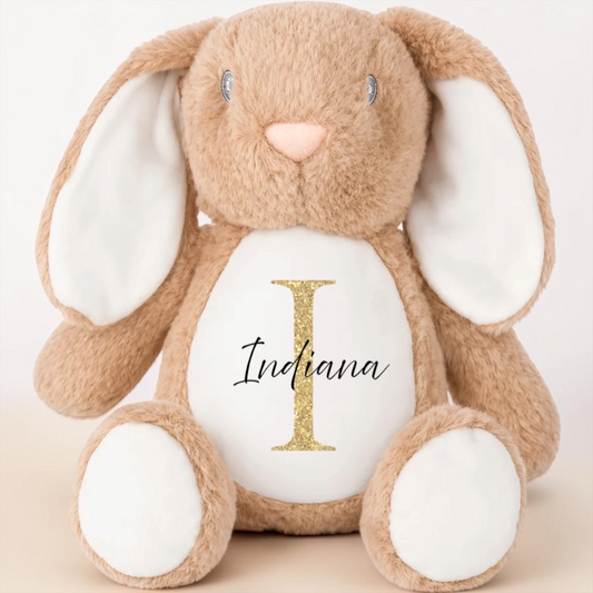 Personalised beige plush bunny