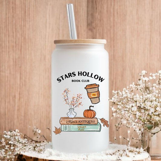 Stars Hollow Book Club frosted glass tumbler 550ml