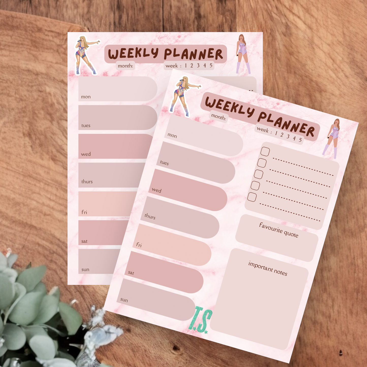 A4 Pink Swiftie weekly planner tearaway notepad