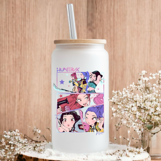K Pop Demøn Hunters frosted glass tumbler 550ml