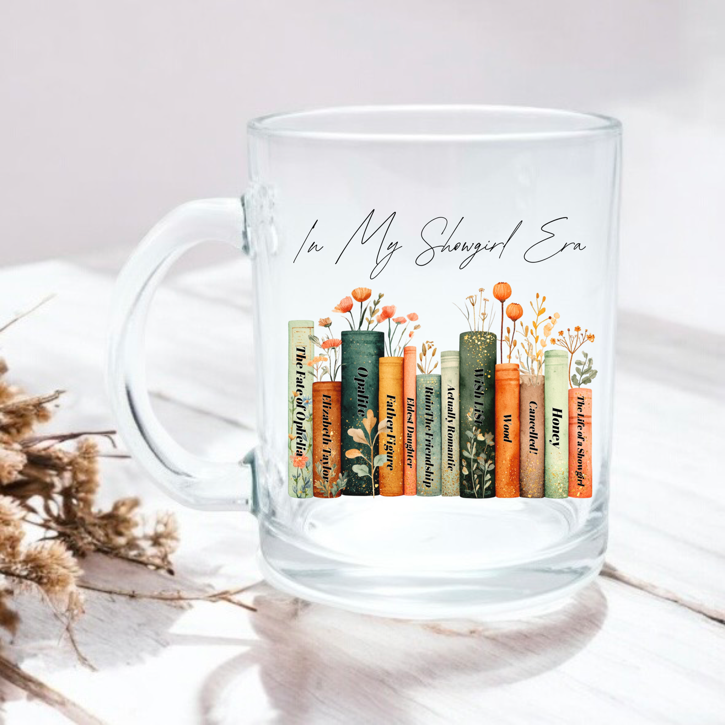 Showgirl album song bookshelf 11oz glass mug