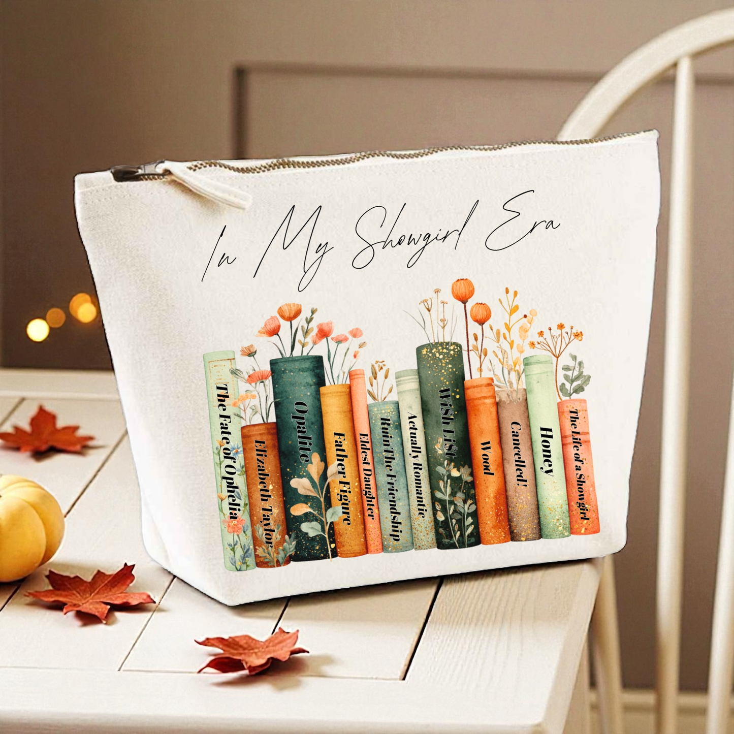 Showgirl song bookshelf canvas Swiftie cosmetic bag