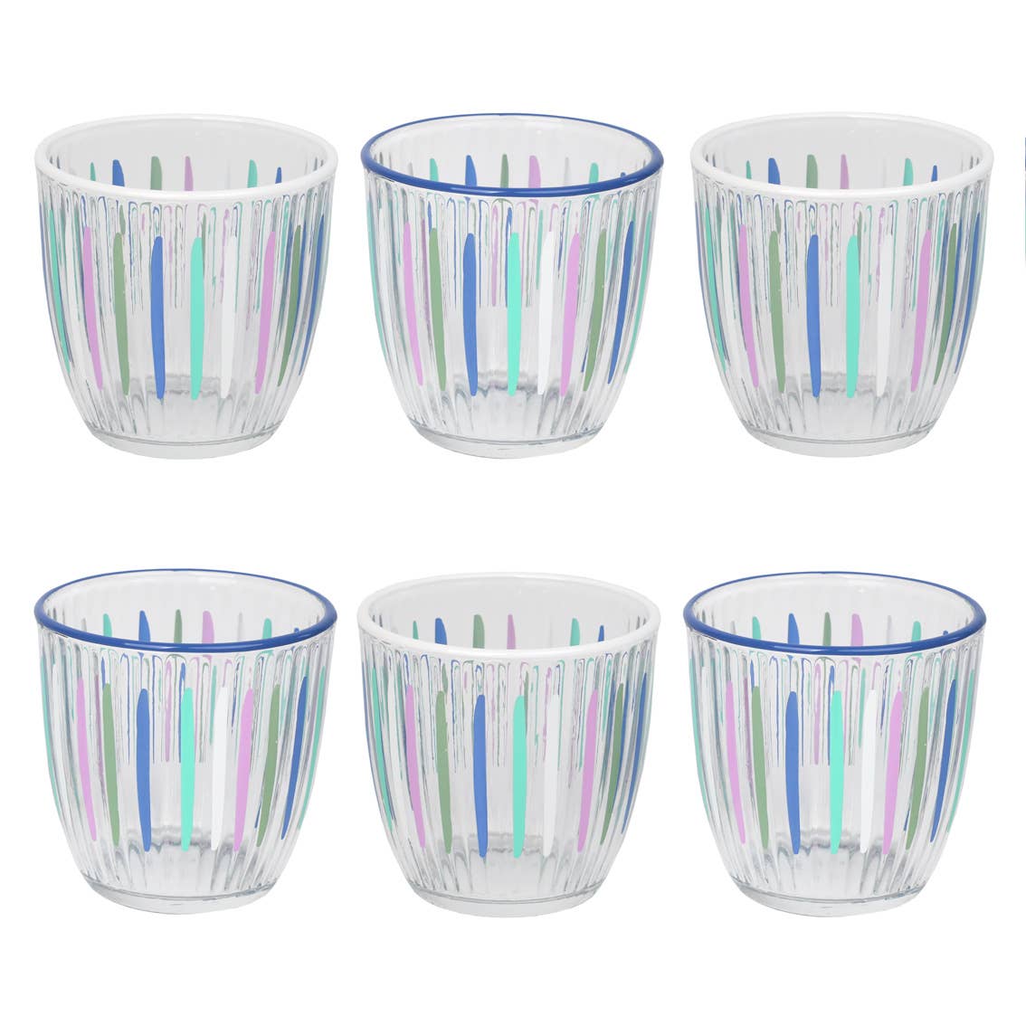 Blue & White Striped Glass Tumblers | Spring | Summer |
